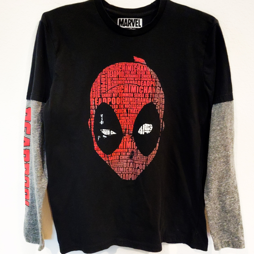 Marvel Deadpool Black and Gray Long Sleeve Shirt